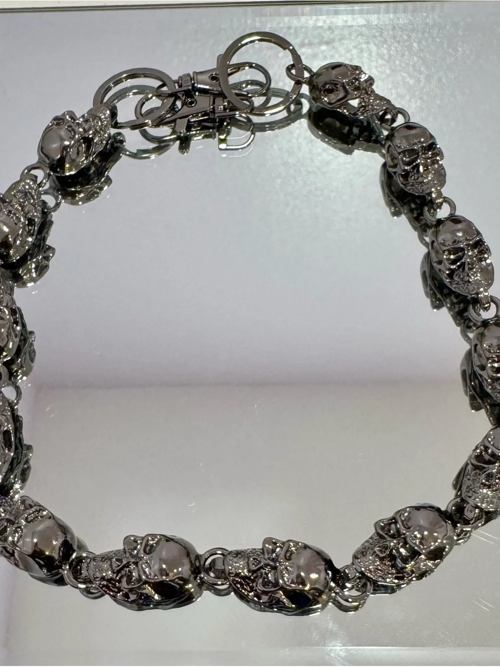 New Gunmetal Skull Bag Chain 18 inches